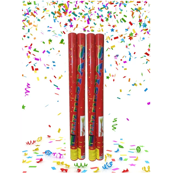 TUBO DE CONFETIS DE 40CM CAÑÓN DE PAPELILLOS MULTICOLOR - 4