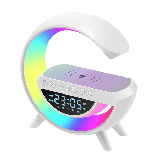 RELOJ DESPERTADOR Y CARGADOR INALÁMBRICO CON BLUETOOTH Y LUZ LED - 1