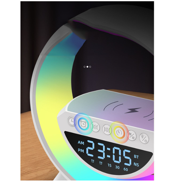 RELOJ DESPERTADOR Y CARGADOR INALÁMBRICO CON BLUETOOTH Y LUZ LED - 3