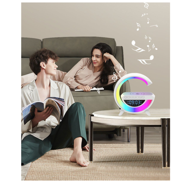 RELOJ DESPERTADOR Y CARGADOR INALÁMBRICO CON BLUETOOTH Y LUZ LED - 4