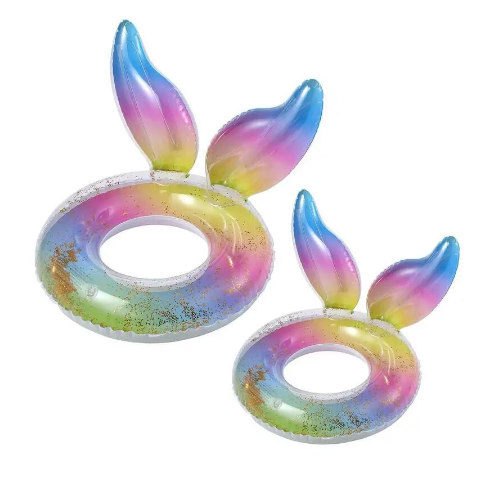 PACK 2 FLOTADORES DE PISCINA DE COLA DE SIRENA 70CM Y 90CM - 1
