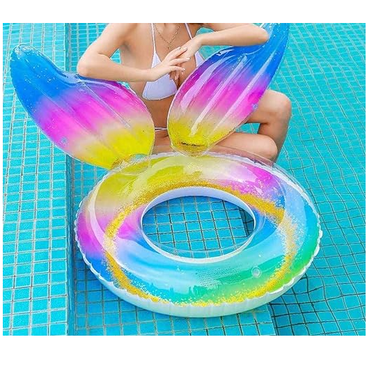 PACK 2 FLOTADORES DE PISCINA DE COLA DE SIRENA 70CM Y 90CM - 6