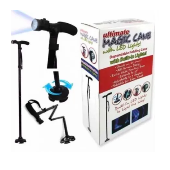 BASTÓN ORTOPÉDICO PLEGABLE CON POTENTE LUZ LED - 1
