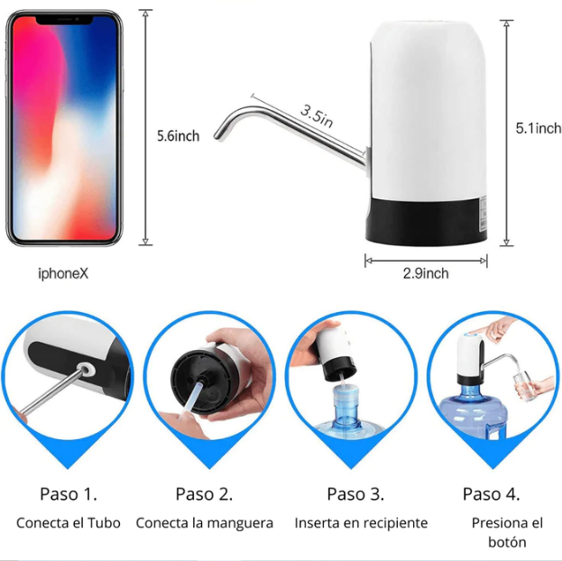 BOMBA DISPENSADORA DE AGUA AUTOMÁTICO RECARGABLE USB - 6