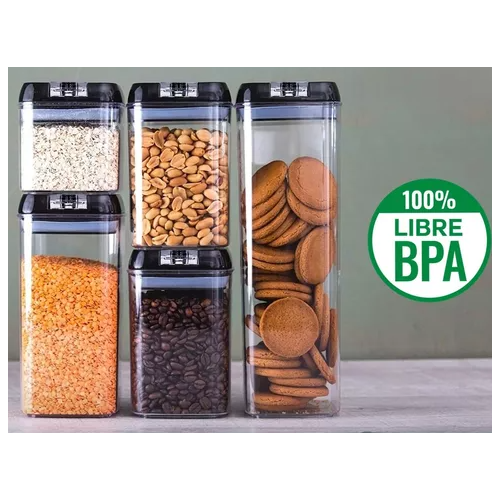 JUEGO DE 5 RECIPIENTES DE ALMACENAMIENTO DE ALIMENTOS HERMÉTICOS - 6