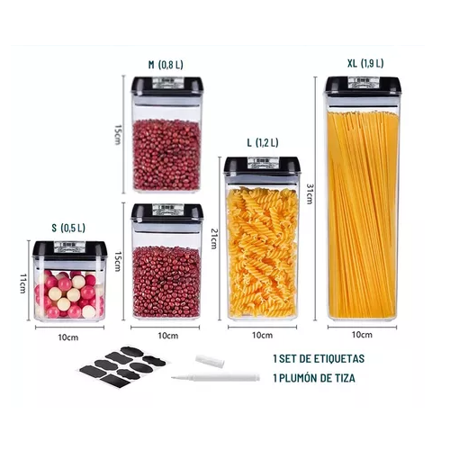 JUEGO DE 5 RECIPIENTES DE ALMACENAMIENTO DE ALIMENTOS HERMÉTICOS - 7