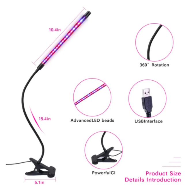 LÁMPARA LUZ LED FLEXIBLE 1 TUBO CRECIMIENTO PLANTAS - 4