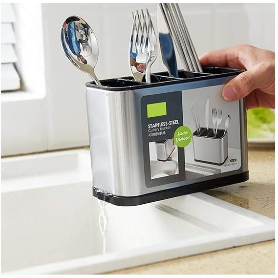 ORGANIZADOR ESCURRIDOR DE UTENSILIOS Y CUCHILLOS DE ACERO INOXIDABLE - 3