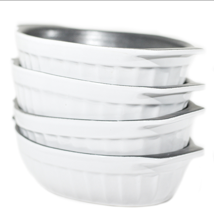 SET 4 FUENTE DE CERÁMICA P/HORNO TIPO GRES - OVAL  22X14 GRAFITO - 4
