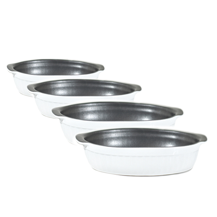 SET 4 FUENTE DE CERÁMICA P/HORNO TIPO GRES - OVAL  22X14 GRAFITO - 5