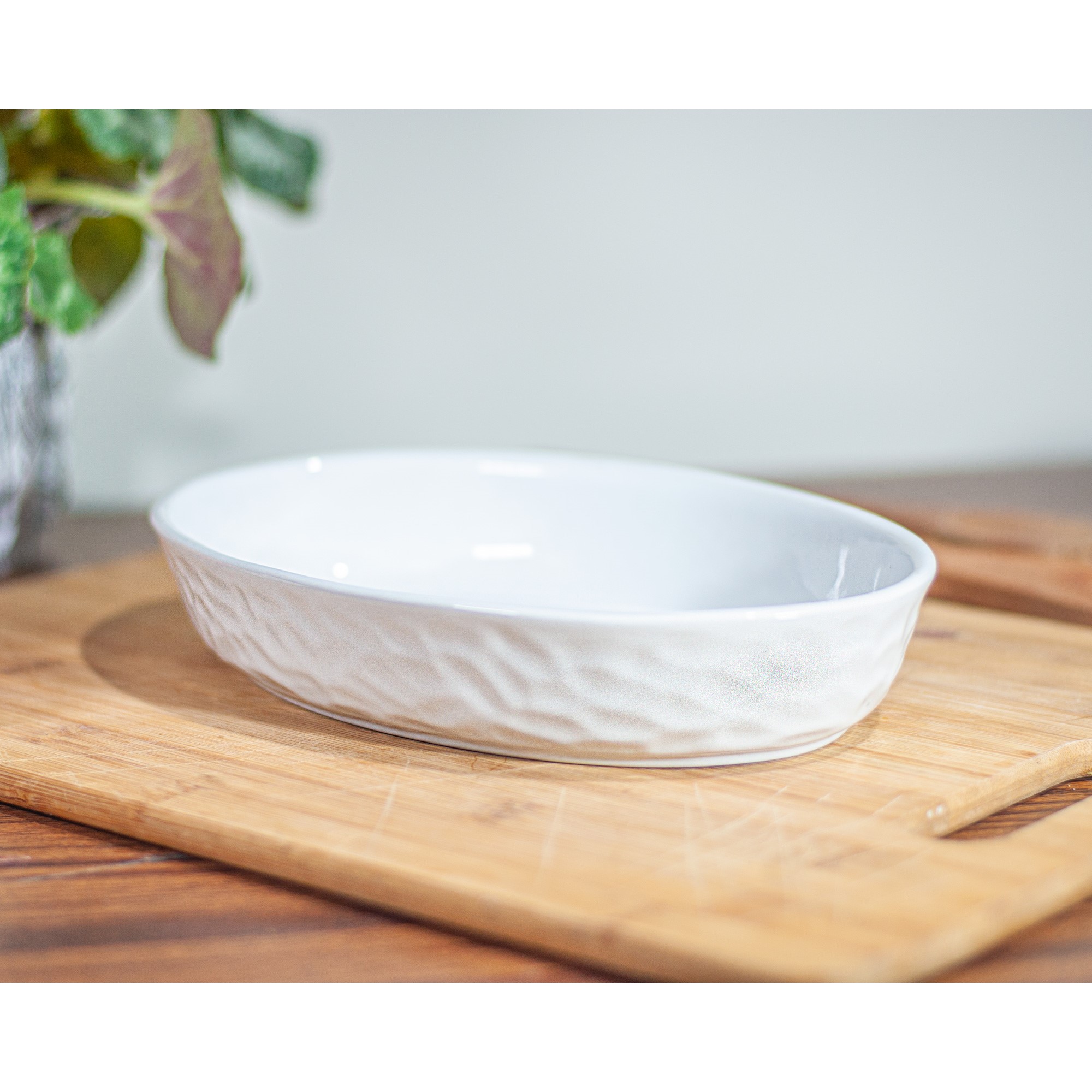 FUENTE DE CERÁMICA P/HORNO TIPO GRES - OVAL  24 X 16 BLANCA - 2