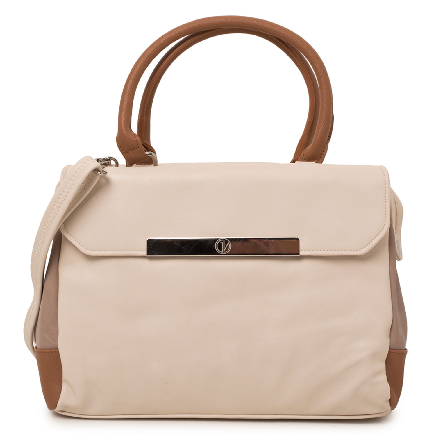 CARTERA DE HOMBRO - GUIDO VIETRI- BICOLOR CREMA - 1