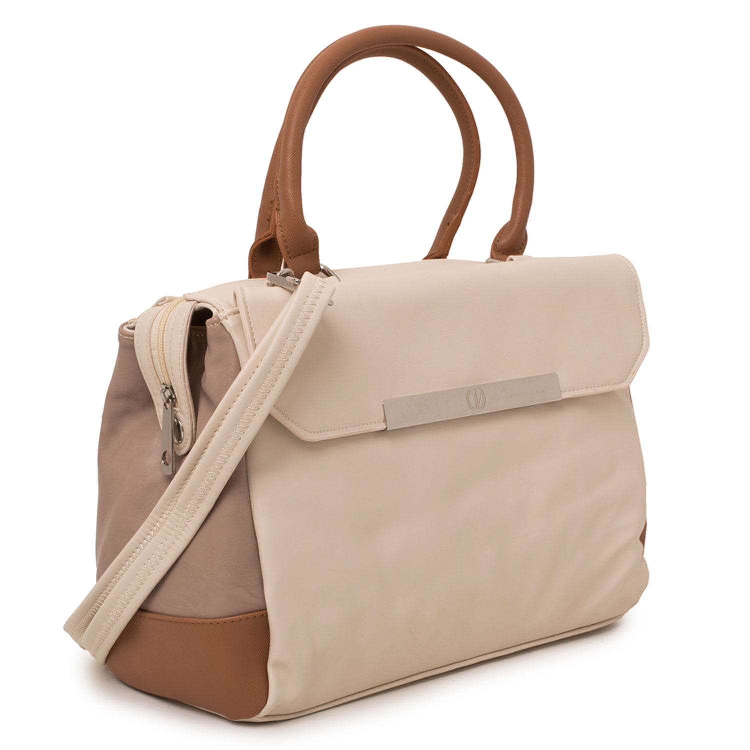 CARTERA DE HOMBRO - GUIDO VIETRI- BICOLOR CREMA - 2