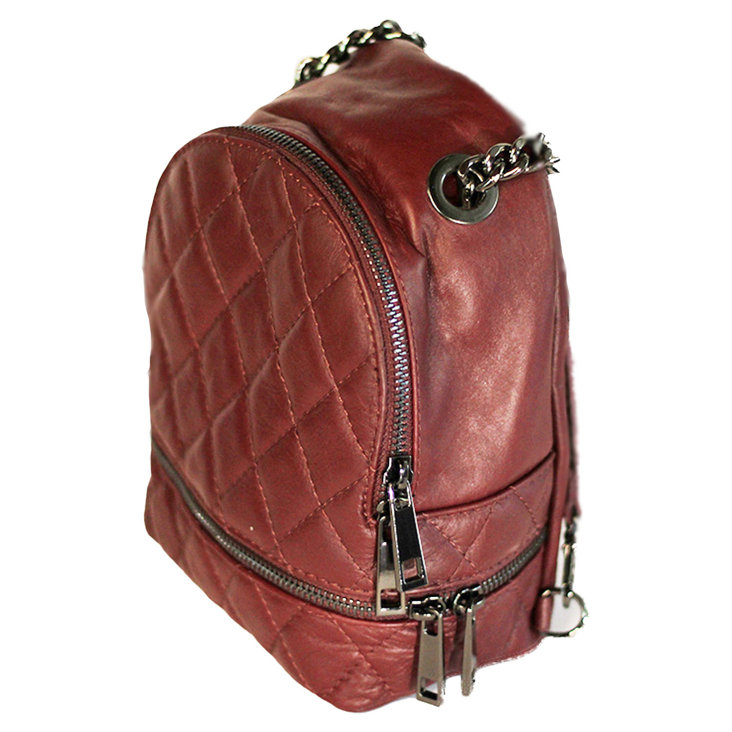 MOCHILA DE CUERO, ITALIANA, COLOR BURDEO - 1