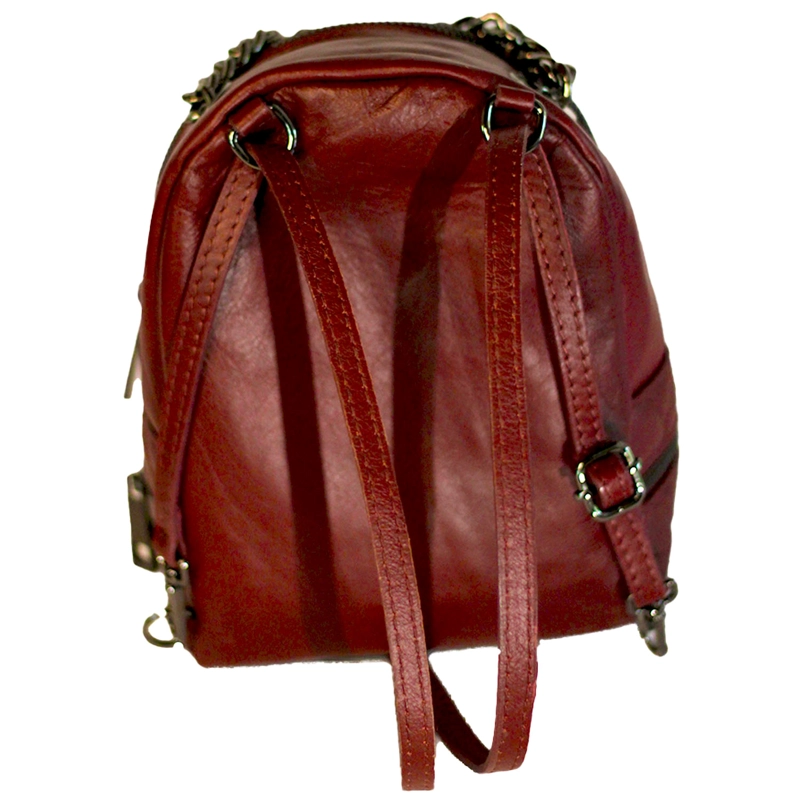MOCHILA DE CUERO, ITALIANA, COLOR BURDEO - 2