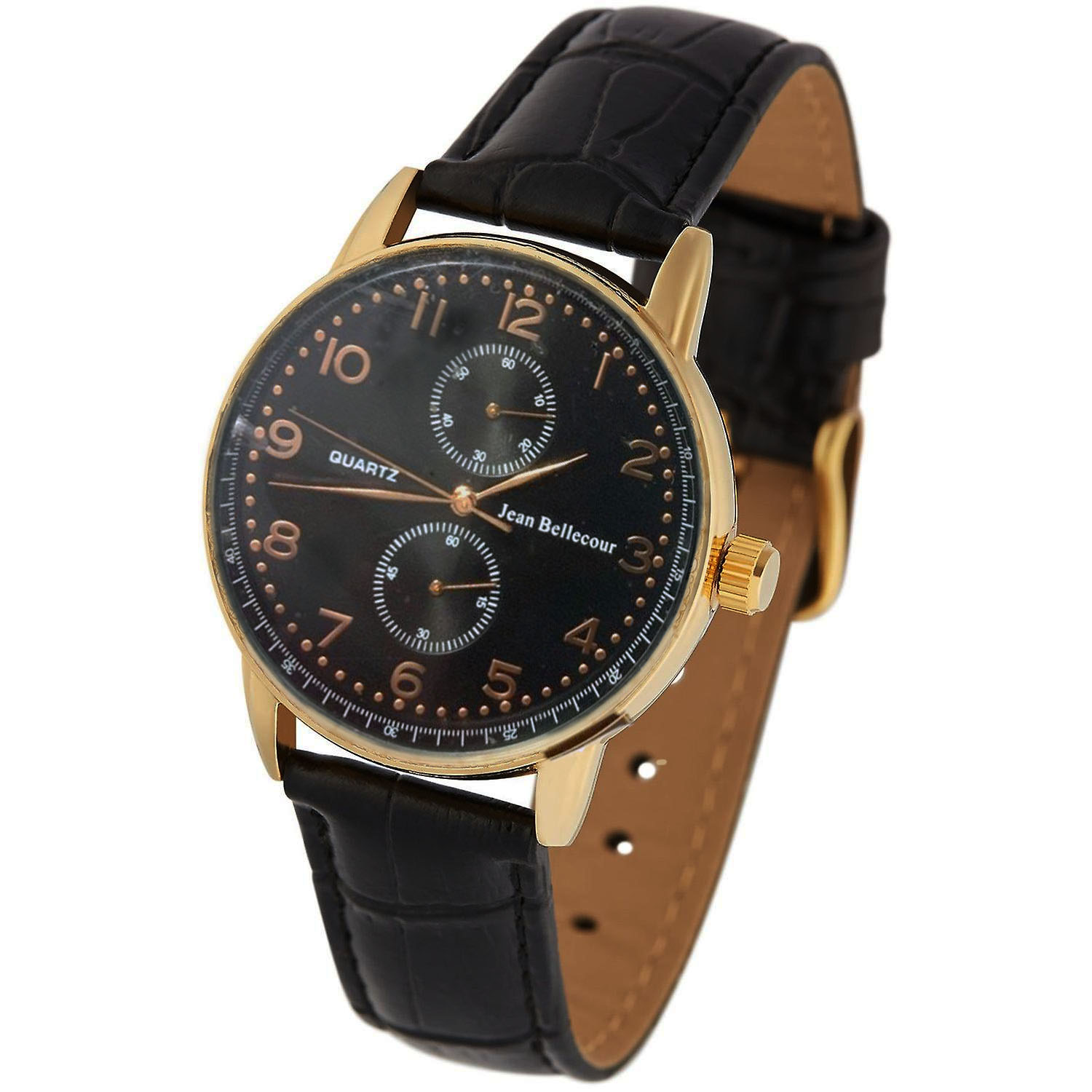 RELOJ BUENISIMO HOMBRE ANALOGICO JEAN BELLECOUR CUERO - 1