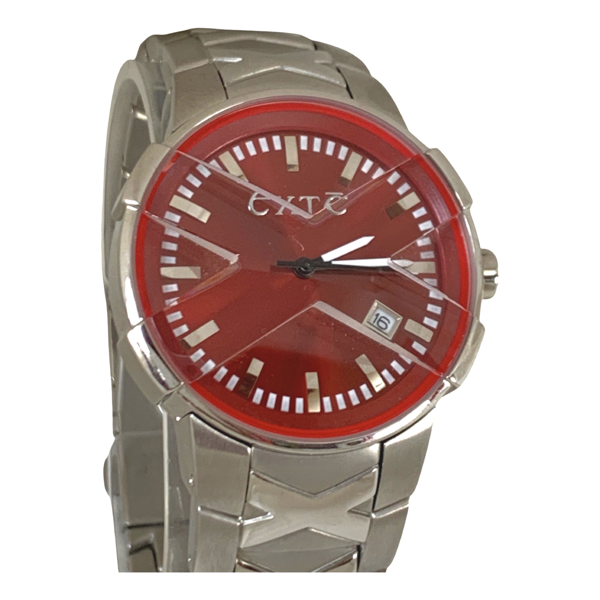 RELOJ BUENISIMO HOMBRE ANALOGICO EXTE PLATEAD OROJO - 1