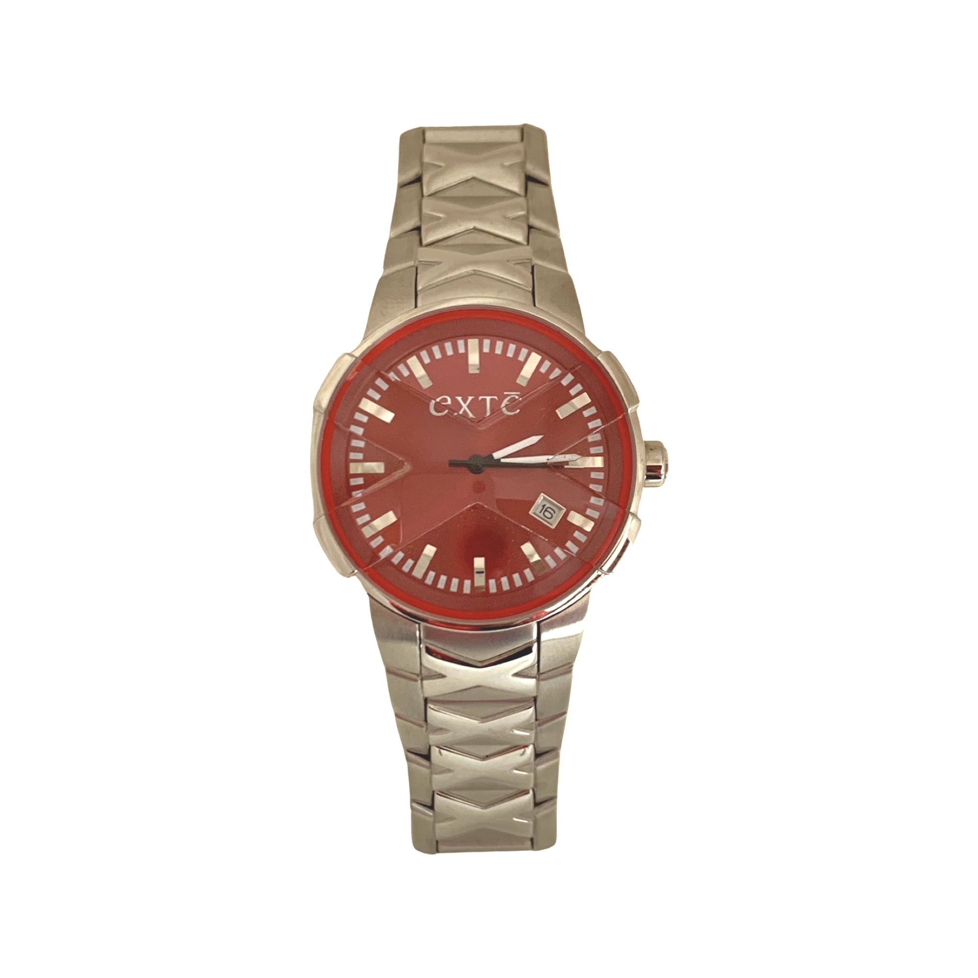 RELOJ BUENISIMO HOMBRE ANALOGICO EXTE PLATEAD OROJO - 5