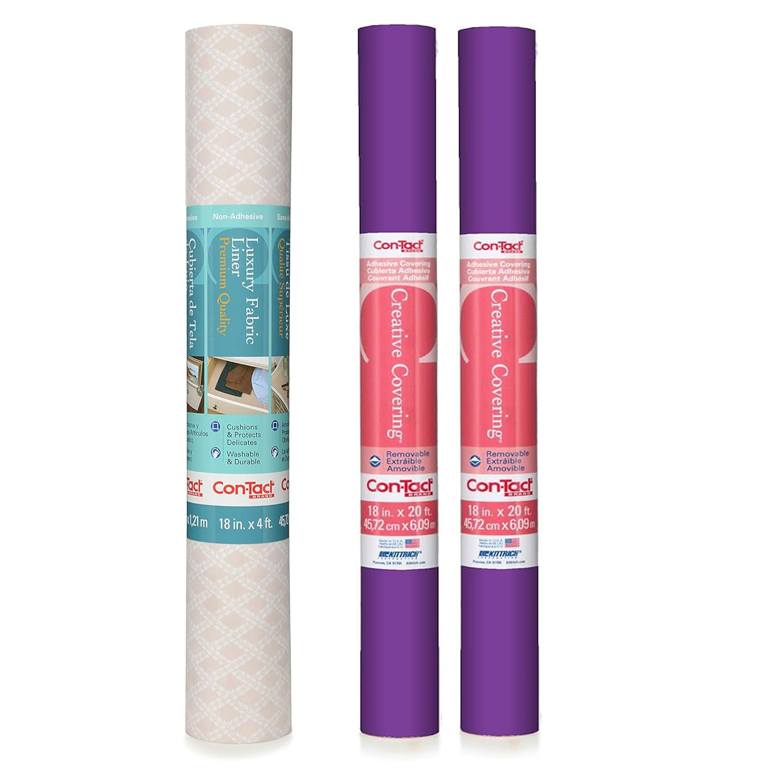 PACK  UN ROLLO REVESTIMIENTO TEXTIL ACOLCHADO SAVOIRE Y DOS ROLLOS PAPEL ADHESIVO MORADO - 1