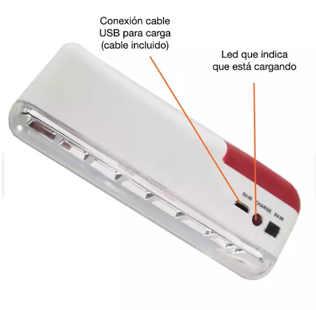 FOCO LED RECARGABLE LUZ EMERGENCIA 14 LEDS MS-2600 - 5