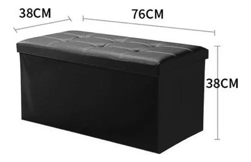PUFF BAUL SILLA ECOCUERO PLEGABLE ORGANIZADOR 38CM X 76CM NEGRO - 2