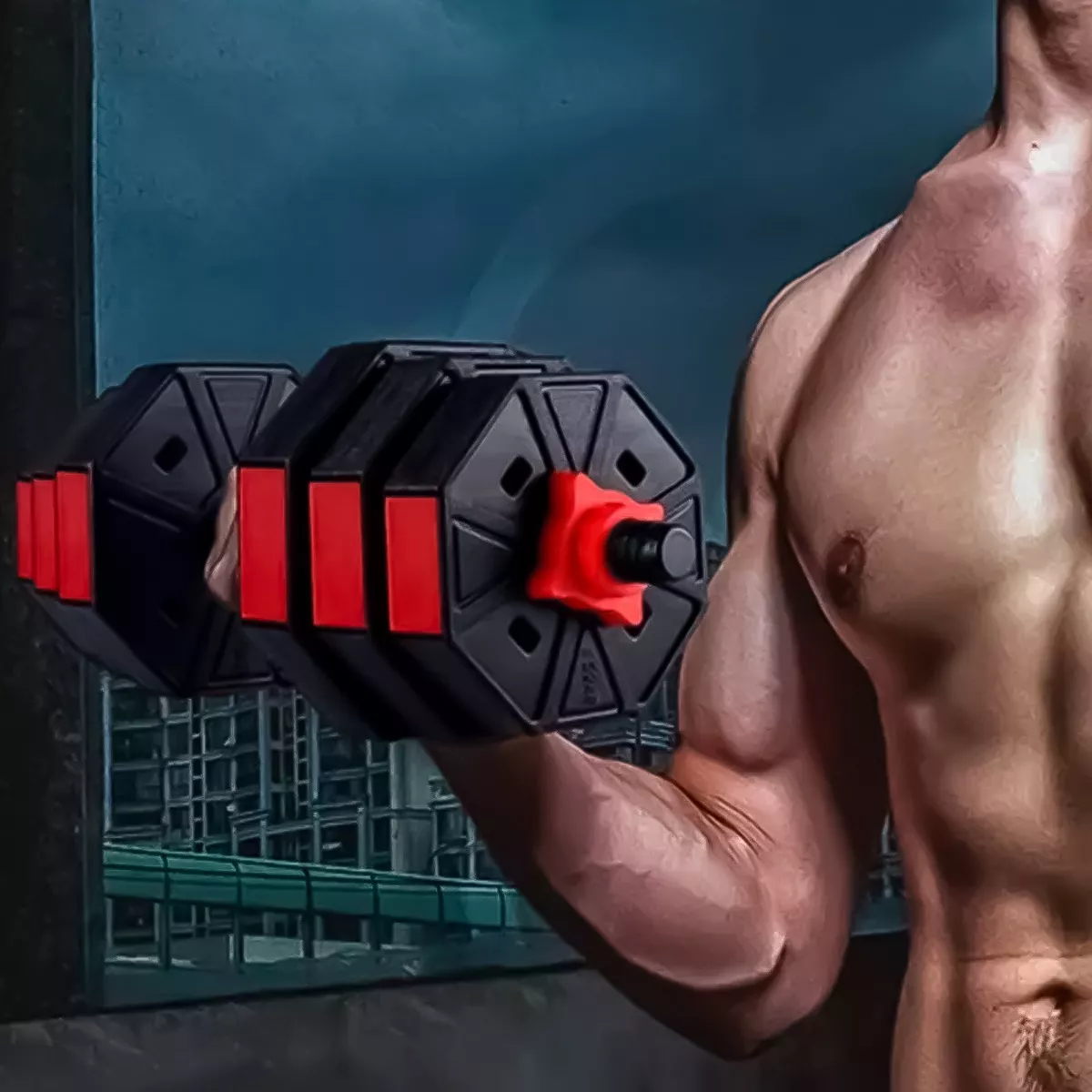 SET MANCUERNAS PESAS AJUSTABLES 20KG FITNESS HEXAGONAL - 4