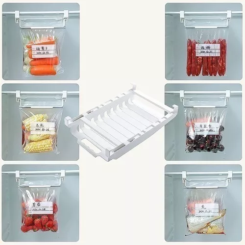 ORGANIZADOR BOLSAS REFRIGERADOR CON RIELES Y BOLSA ZIP - 2