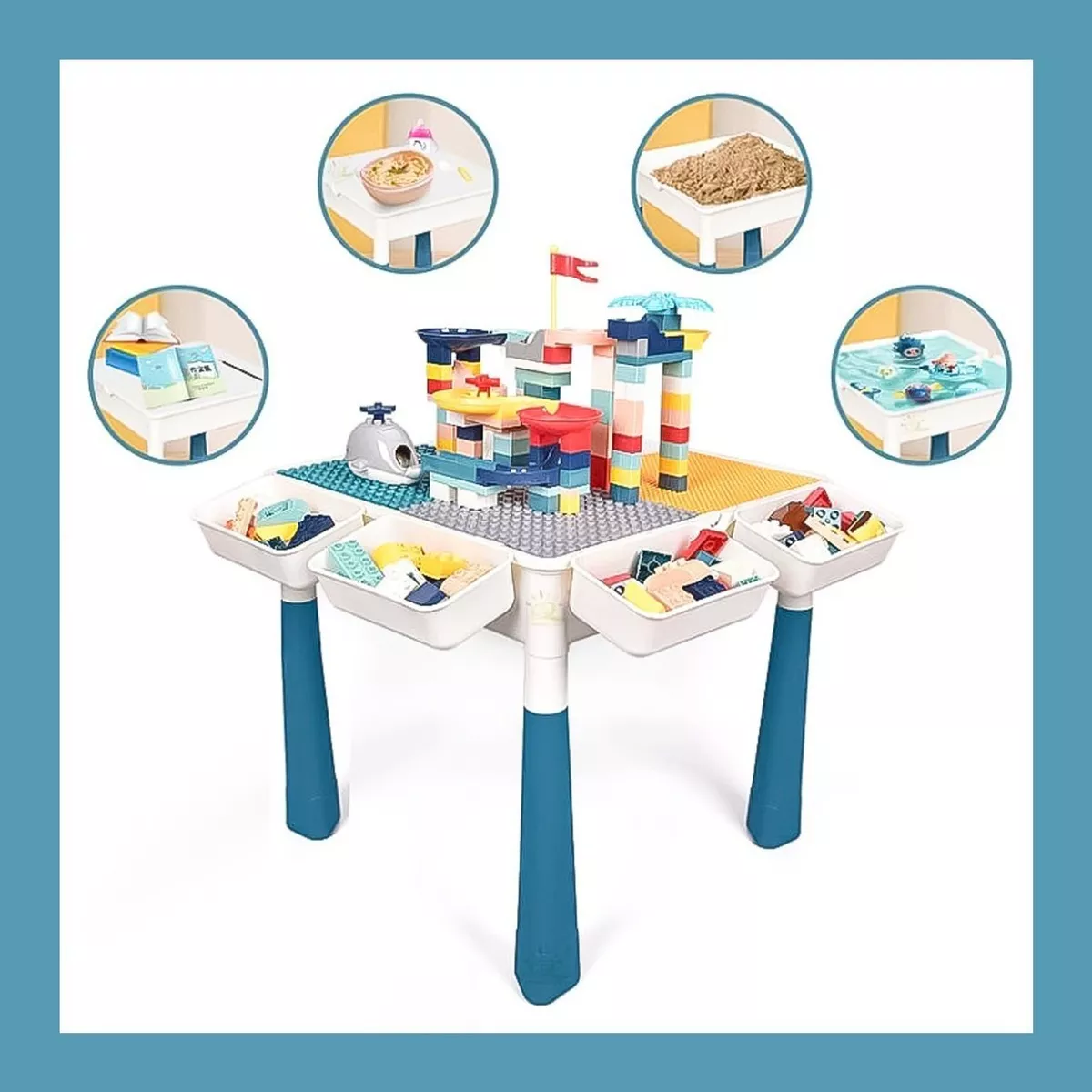 LEGO MESA DE BLOQUES DIDACTICA CONSTRUCCION 200 PCS Y 2 SILLAS - 3