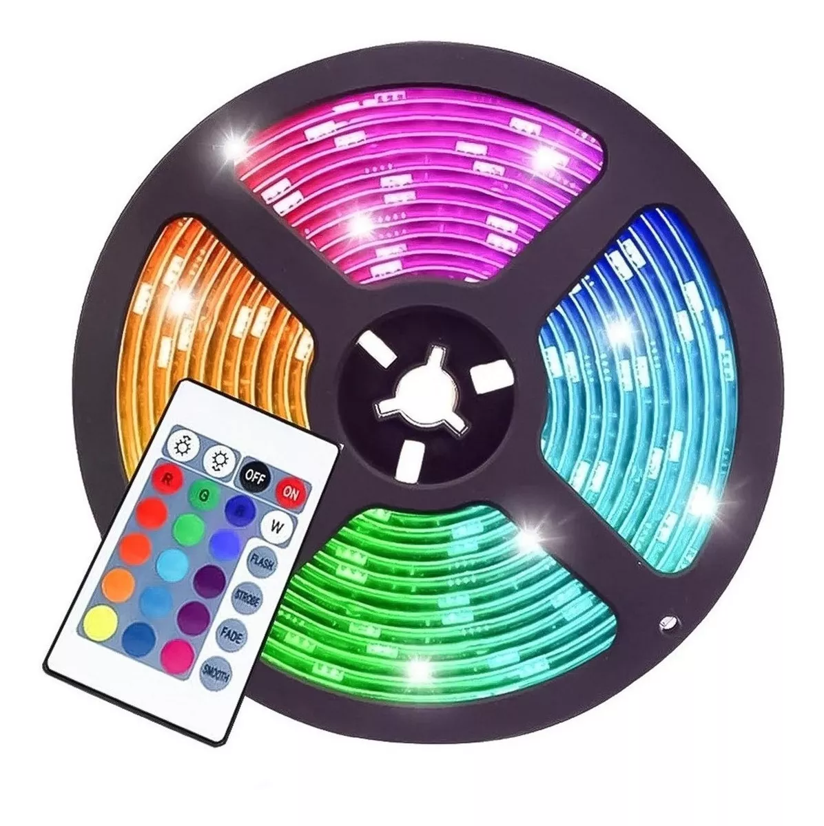 CINTA LED COLORES CONTROL RGB 5 MTRS VERSION 5050 ADHESIVA - 1
