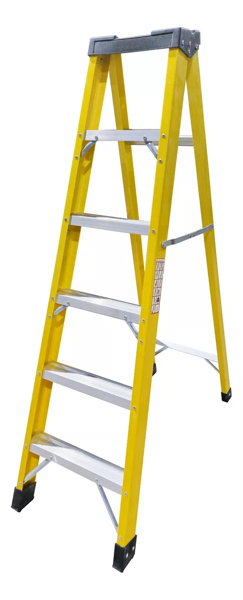 ESCALERA FIBRA DE VIDRIO INDUSTRIAL 1.8MTS 6 PELDAÑOS 150KG - 1