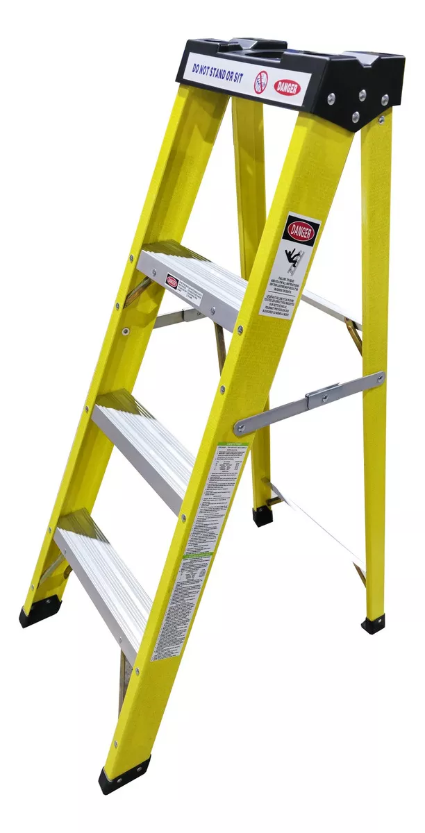 ESCALERA FIBRA DE VIDRIO INDUSTRIAL 1.2MTS 4 PELDAÑOS 150KG - 1