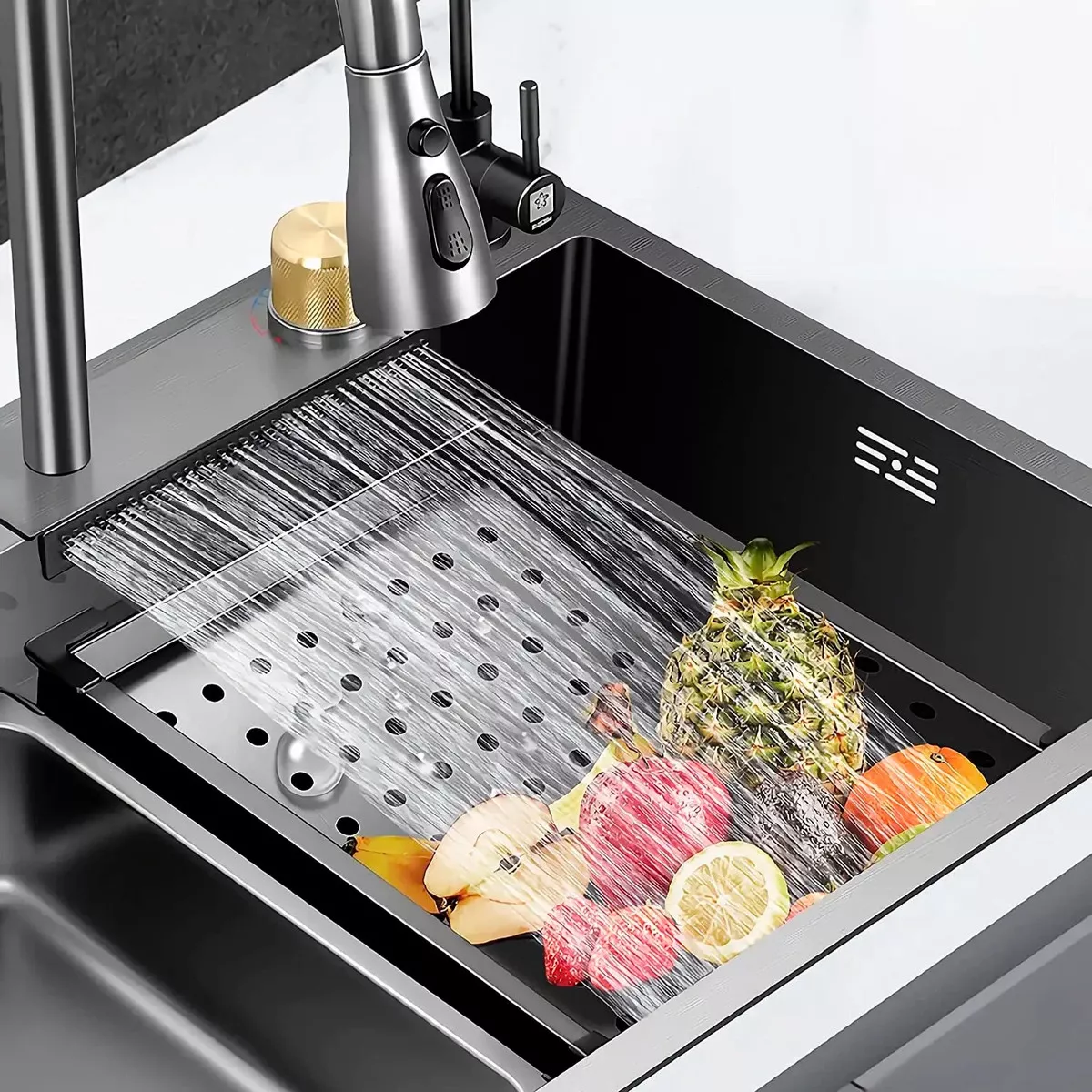 LAVAPLATOS CASCADA LAVAVASOS LLAVE 2 MODOS 75X46 ACERO INOX - 4