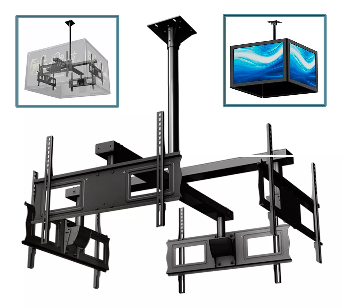 SOPORTE DE TECHO PARA TV CUADRUPLE 32 A 70 PULG ASPOR 360° - 1