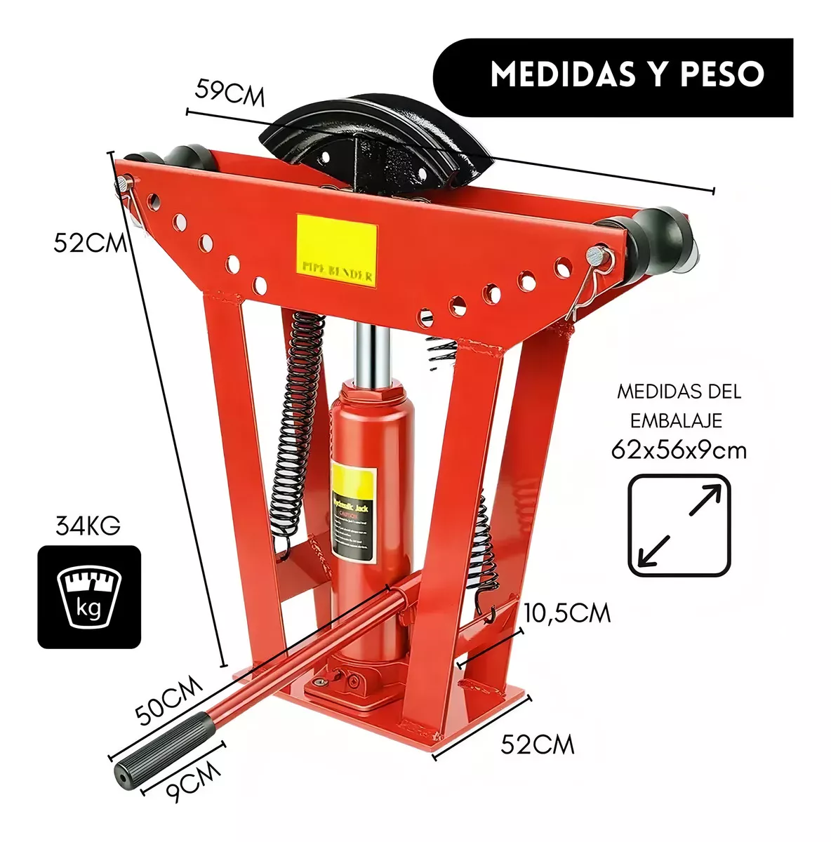DOBLADORA DE TUBOS 16 TONELADAS MANUAL MARCA ASPOR PROFESIONAL CON 6 MOLDES DE 1 A 4 PULGADAS MANILL - 2