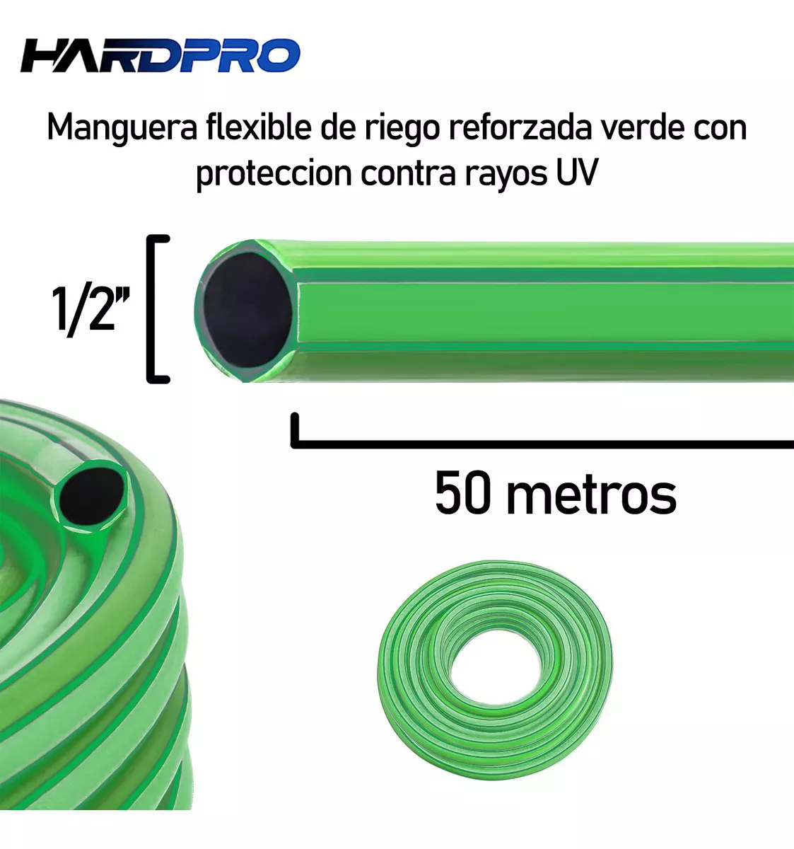 MANGUERA RIEGO VERDE 100M 1/2 1.7MM REFORZADA PROTECCION UV - 2