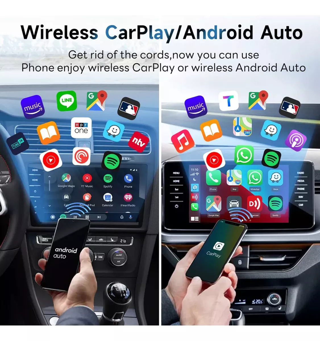 ADAPTADOR INALÁMBRICO CARLINKIT ANDROID AUTO Y CARPLAY V5.0 - 3