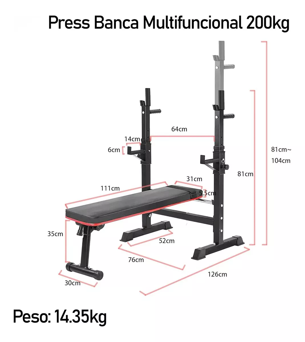 PRESS BANCA ABDOMINAL RECLINABLE RACK PESAS 5 NIVEL BOOMFIT - 2