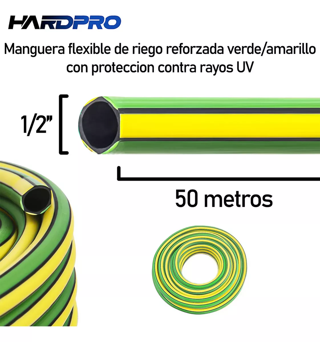 MANGUERA RIEGO JARDIN 50M 1/2 1.2MM REFORZADA PROTECCION UV - 2