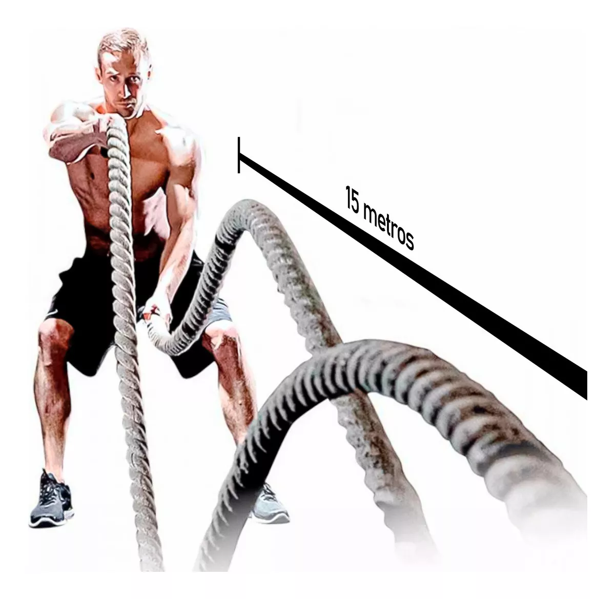 CUERDA CROSSFIT BATTLE ROPE CORREA 15 METROS X 38 MILIMETROS - 2