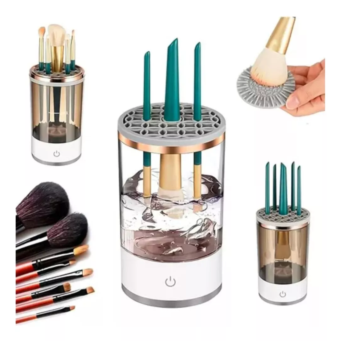 LIMPIADOR BROCHAS MAQUILLAJE ELECTRICO COSMETICO PINCEL USB COLOR GRIS - 2