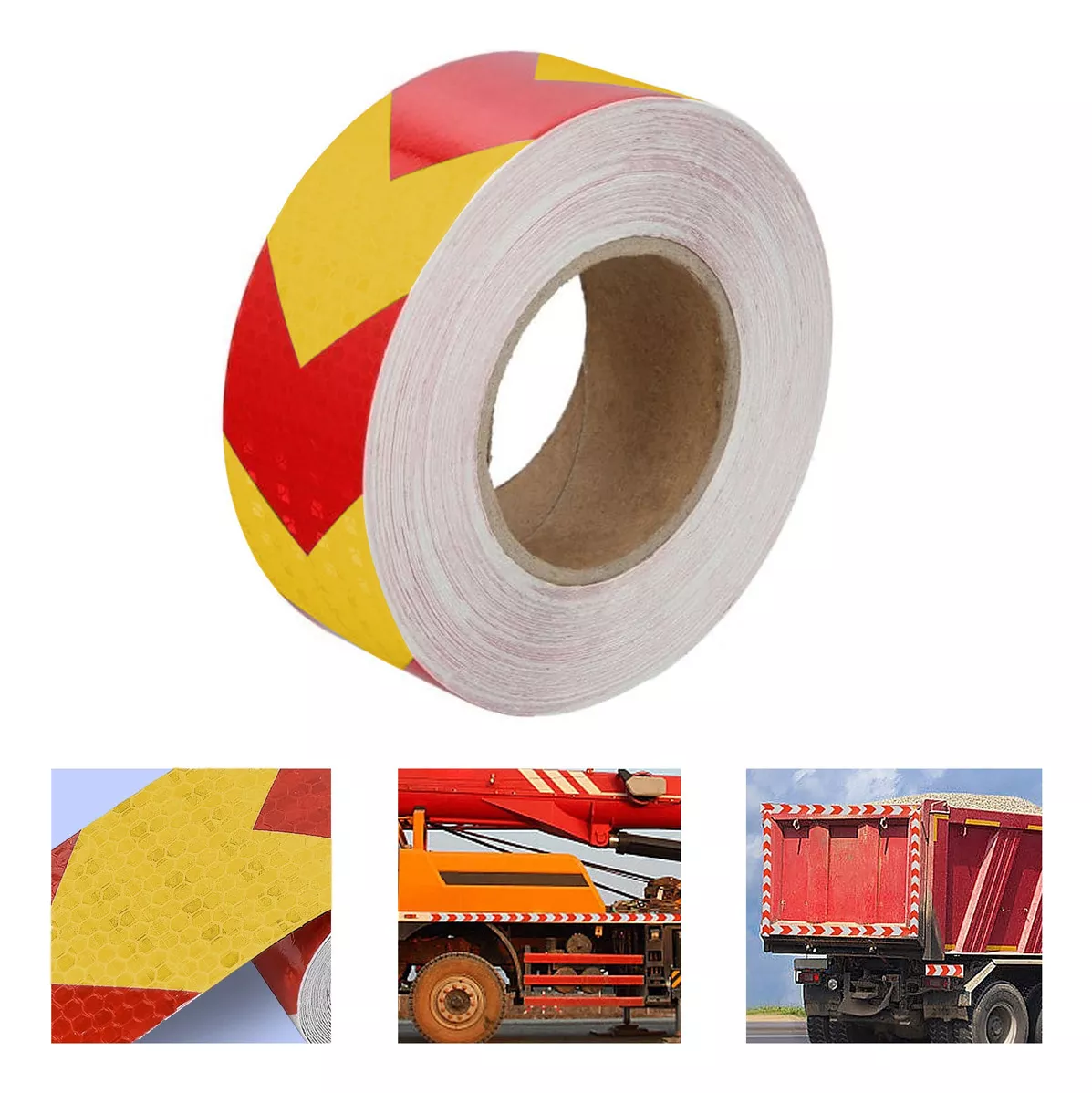 CINTA REFLECTANTE BICOLOR FLECHA AMARILLO ROJO 5CM X 25 MTS - 1