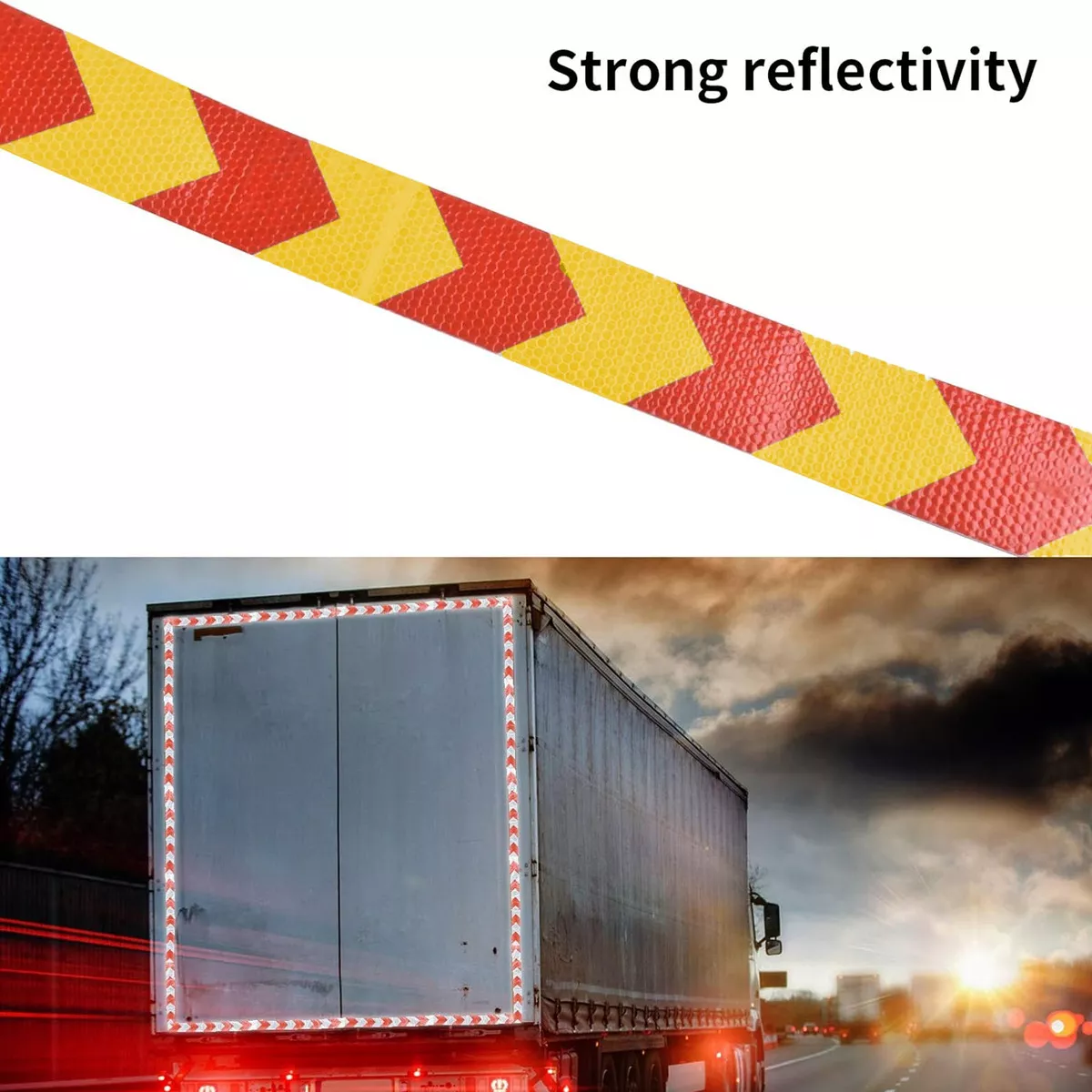 CINTA REFLECTANTE BICOLOR FLECHA AMARILLO ROJO 5CM X 25 MTS - 2