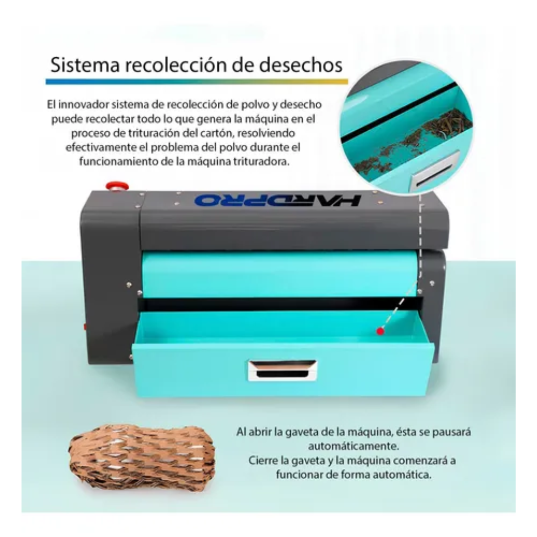 MÁQUINA TRITURADORA DE CARTÓN PARA RELLENO Y EMBALAJE 370W TURQUESA - 3