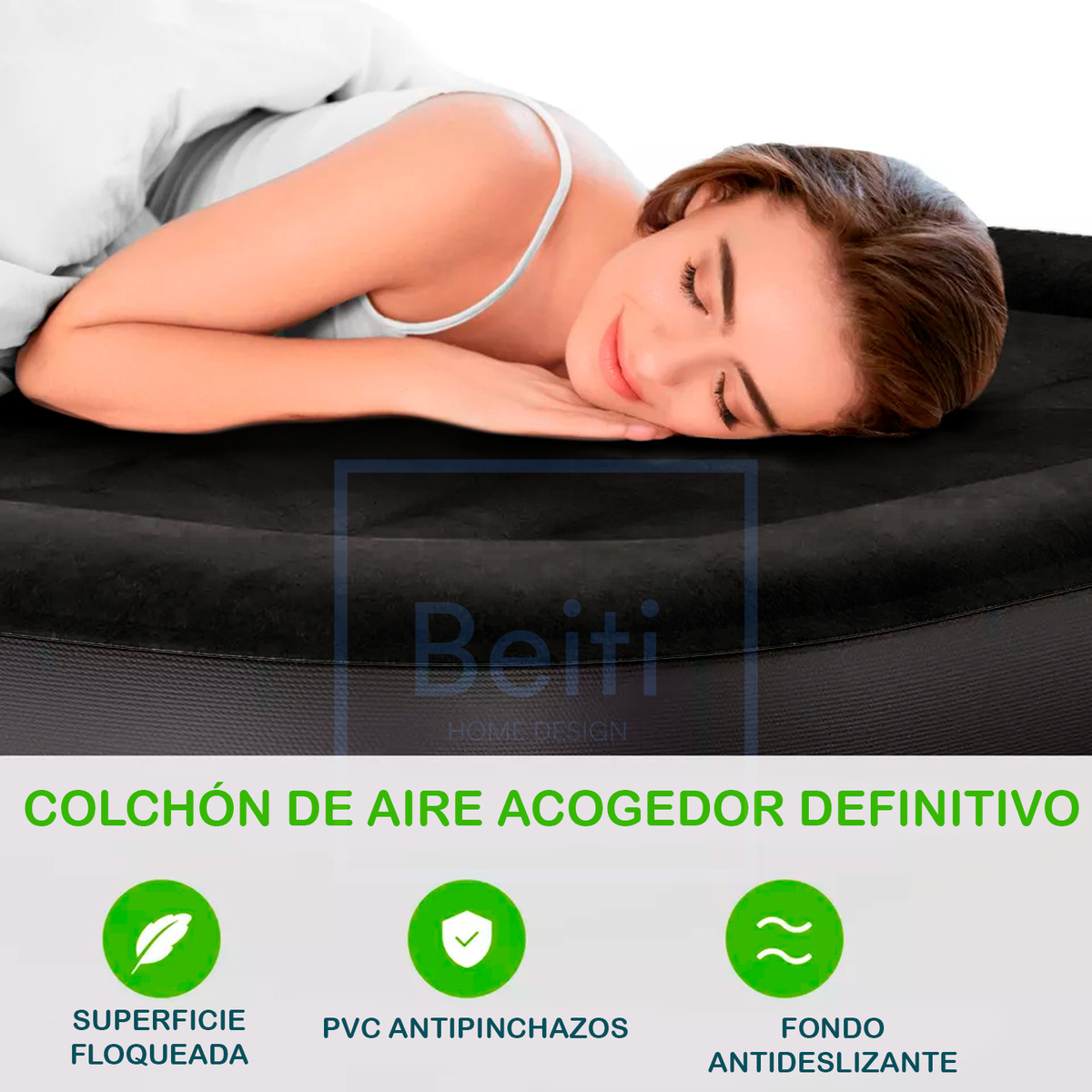 COLCHON CAMA INFLABLE 2 PLAZAS ELE CTRICO 203X152X45 CM - 5