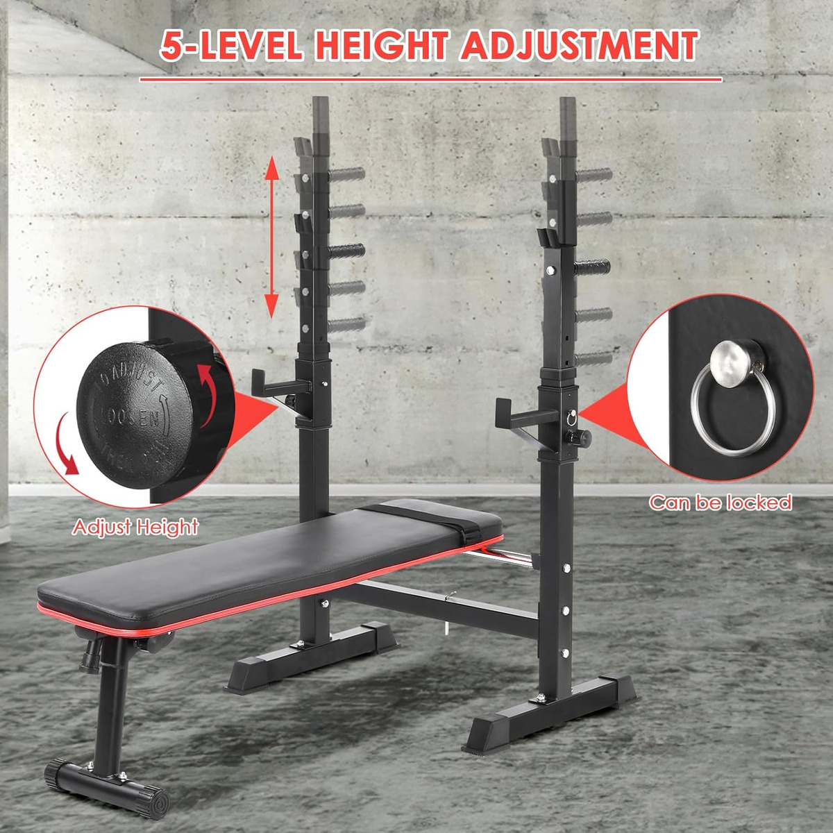 PRESS BANCA ABDOMINAL RECLINABLE RACK PESAS 5 NIVEL BOOMFIT - 2