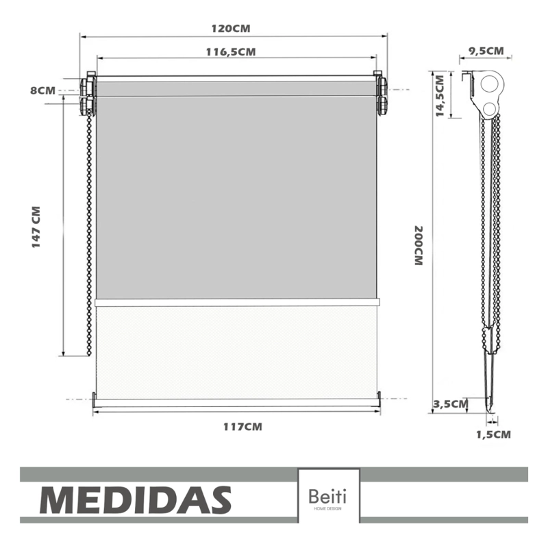 CORTINA ROLLER BLACKOUT DOBLE VISILLO CENEFA 120X200 - 4