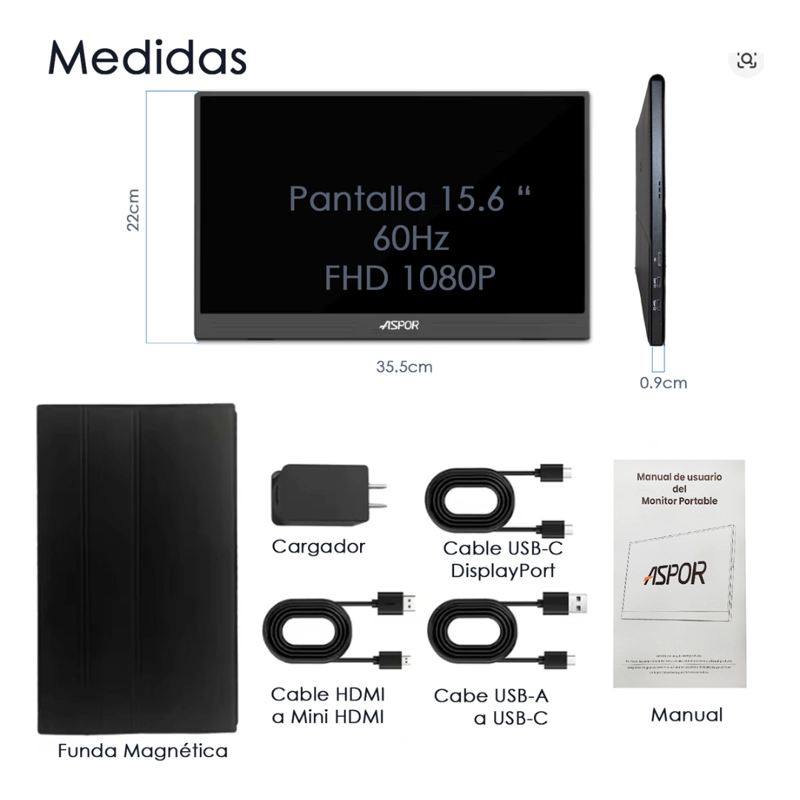 MONITOR PORTATIL  CON PANTALLA DE 15.6 PULGADAS 60HZ FULL HD - 2