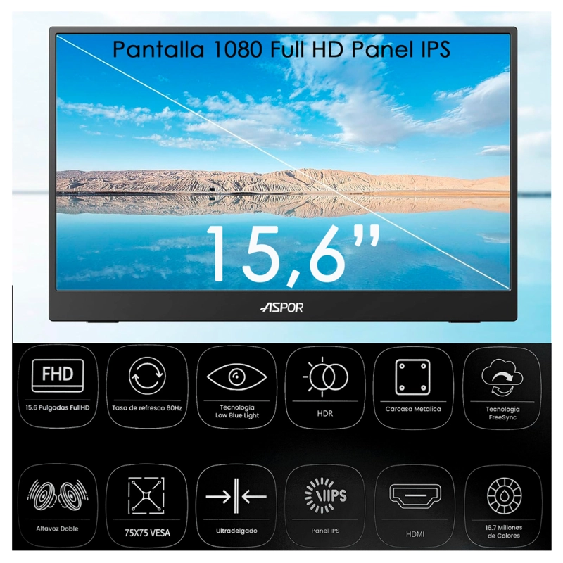 MONITOR PORTATIL  CON PANTALLA DE 15.6 PULGADAS 60HZ FULL HD - 5