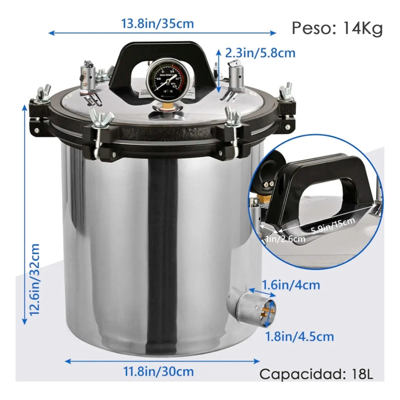 ESTERILIZADOR AUTOCLAVE VERTICAL ACERO INOX GRADO MEDICO - 3