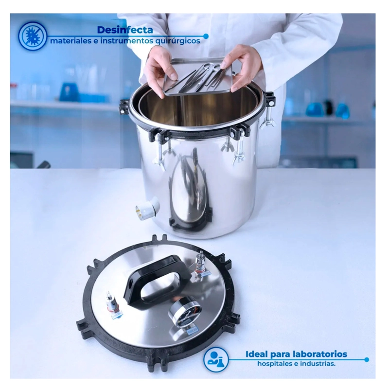 ESTERILIZADOR AUTOCLAVE VERTICAL ACERO INOX GRADO MEDICO - 7